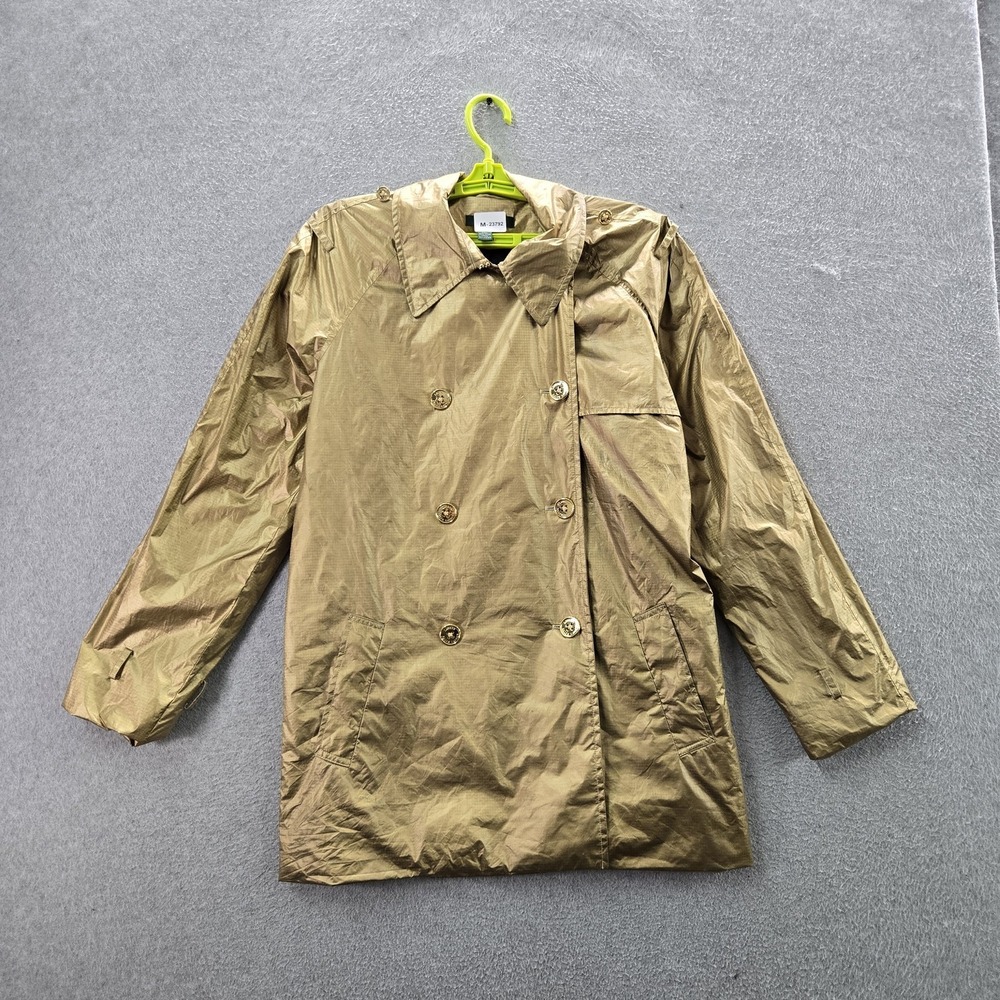 Lauren Ralph Lauren‎ Women Jacket L Gold Double Breasted Trench Coat Button